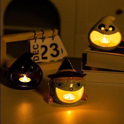 1 Pcs Pumpkin Lantern Halloween Funny Candlestick Ceramic Aromatherapy Candle Holder Home Party Atmosphere Desktop Decoration
