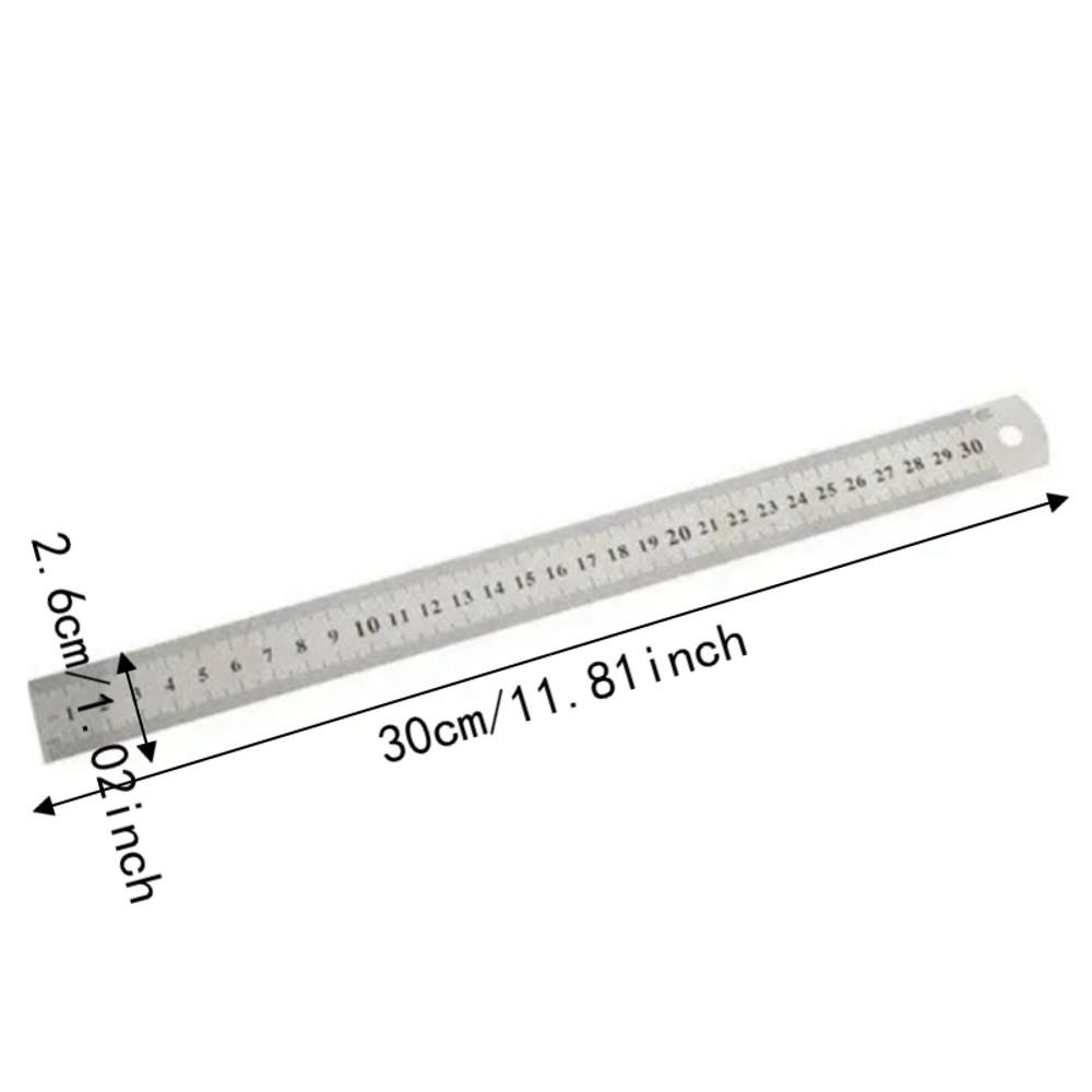 2pcs 30 cm / 12 Inch Stainless Steel Ruler Metric & Inch Scale Metal Ruler  For Drafting