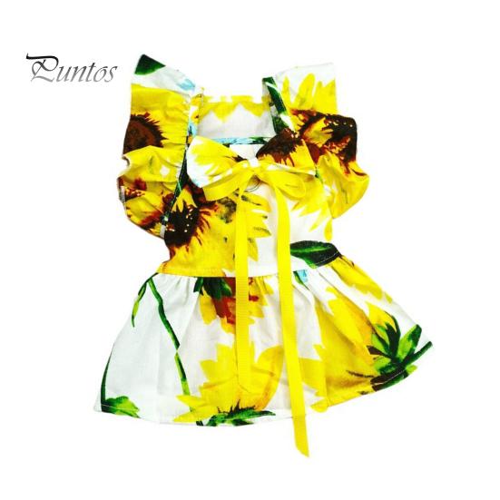 

1 комплект, платье для домашних животных, платье для собаки с принтом подсолнуха, платье принцессы с рюшами и рукавами, бантом, платье принцессы с головным убором, товары для домашних животных S белый