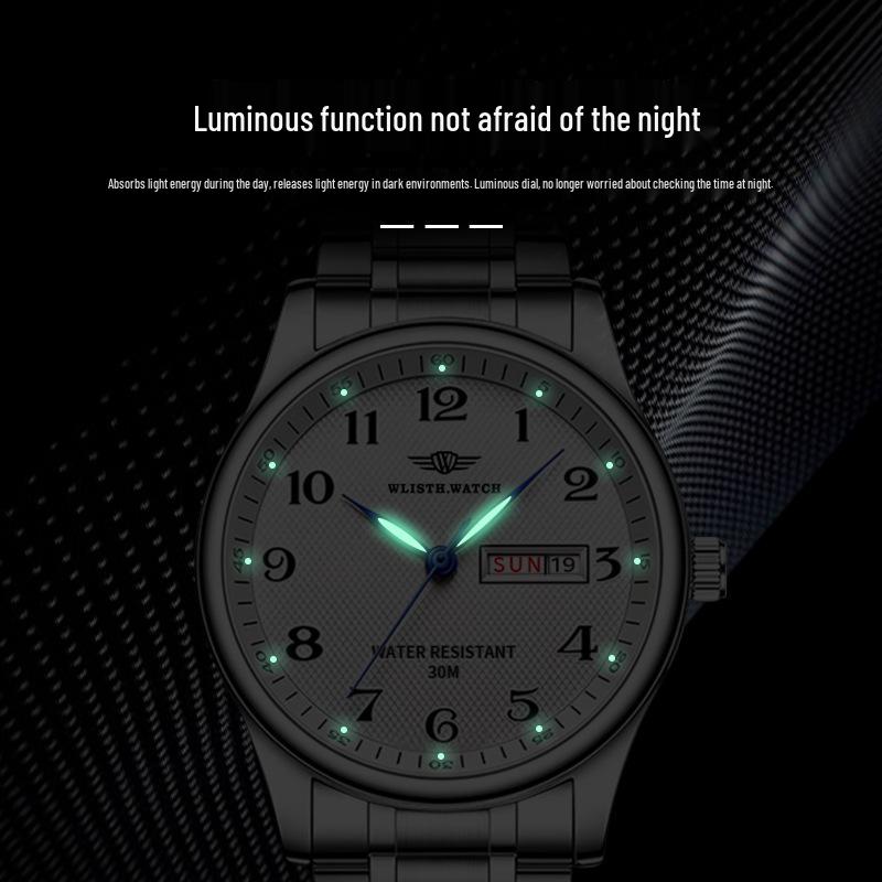 Wolis Luxury Waterproof Men's Day-Date Luminous Watch