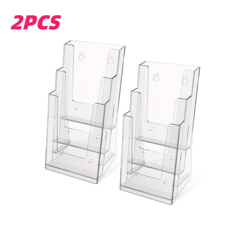 

2pcs 3-Tier Acrylic Brochure Holder Transparent Multifunctional Literature Rack Suitable for Home or Office Desktop or Wall Use