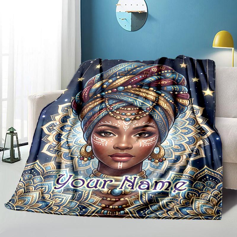 1PC Custom Name Ethereal Beauty Stars flannel blanket versatile,all-season throw suitable for the living room,bedroom,camping,travel,and gift