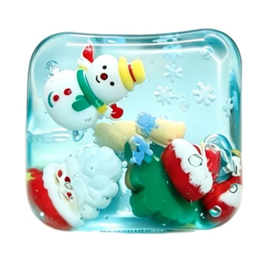 Stress Relieving Squishy Toys Christmas Relief Toy with Internal Dolls, Transparent Soft Maltose Squeezable Cube Sensory Fidget Toy, Portable