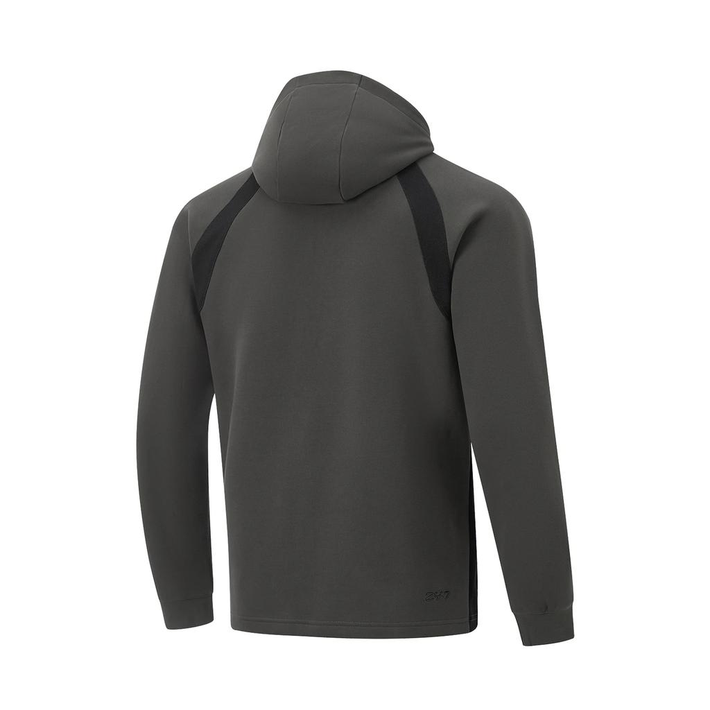 Li-Ning Wade Series Color Block Zipper Hooded Comfortable Breathable Versatile Casual Sweatshirt Men sweatshirt Dark-Gray AWDU299-1