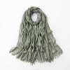 Women's Silk Scarf: Pure Color Long Headscarf with Gold and Silver Threads