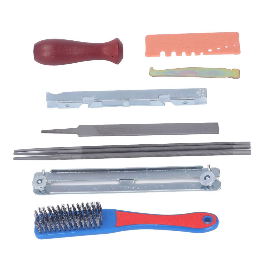 11Pcs Chainsaw Sharpener File Chain Saw Teeth Sharpening Tool Set Kit with Gauge Handle