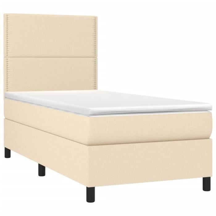 3141670 vidaXL Divan Bed with Mattress Cream 90x200 Cm Fabric