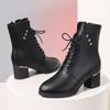 Spitze Zehen Winter Mid-Calf Stiefel Damen High Heels 2024 Neu Heiß Verkauft Dicker Absatz Designer Chelsea Stiefel zum Gehen