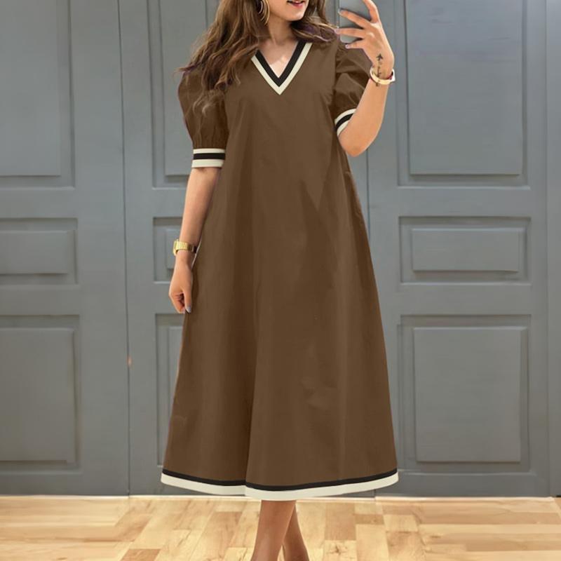 ZANZEA Abito estivo casual da donna con scollo a V e maniche corte