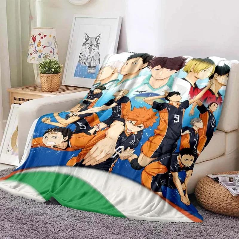 Coperte a Quadri Anime Pallavolo Haikyuu Decorazione Peluche Pile Corallo Coperte Morbide da Lanciare per Letto Viaggio Trapunta Manga Miya Atsumu