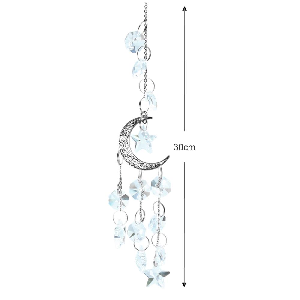 Crystal Wind Chime Prism Pendant Moon Stars Hanger Hanging Drop  Garden Window Wedding Curtain Chandelier DIY Decor