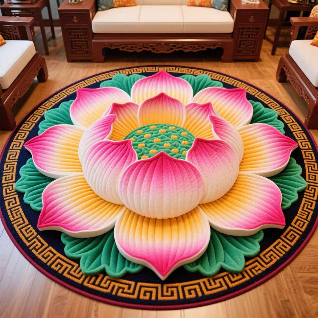 Chinese Lotus Carpet Home Mat Temple Kneeling Worship Lotus Living Room Meditation Mat Living Room