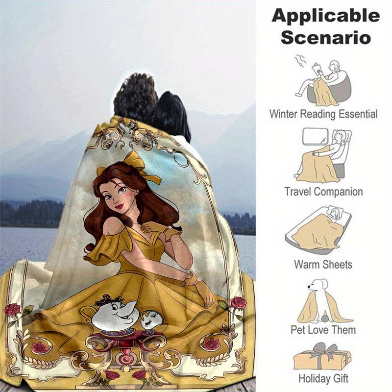 1pc, Beauty and the Beast Belle Yellow Dress Blanket Home Decor, Couch Cover, Outdoor Blanket, Gift for Friends, Flannel Blanket