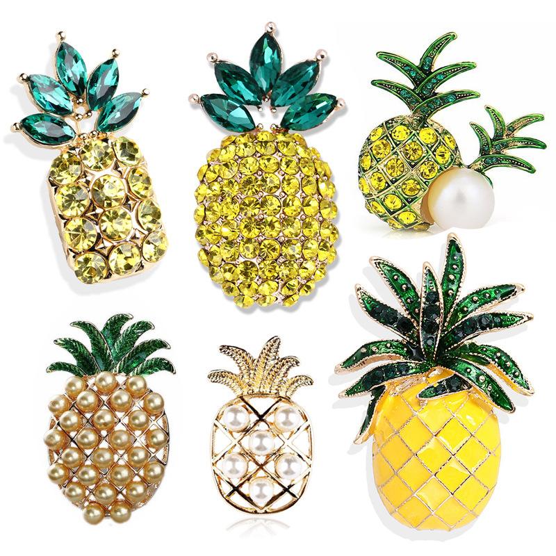 Pearl Crystal Pineapple Brooch Pins Women 'S Clothing Accessories Brooches Collar Pins Women 'S Jewelry