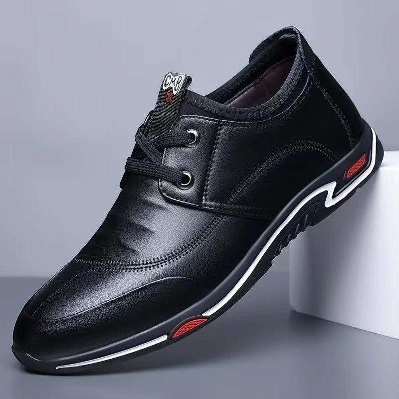Men's Shoes Spring New Men's Shoes Breathable Leather Shoes Versatile Lace-up Trendy Business Leather Casual Leather Shoes