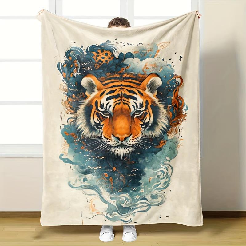 

Smoke Tiger Design Pattern Flannel printed blanket suitable for all seasons suitable for living room office sofa and travel 75x100cm