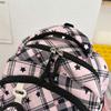 Large Capacity Plaid Backpack Women's Star Printed Student School Bag with Coin Purse