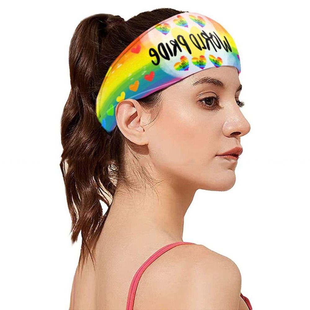 Parade Rainbow Headband Soft Sports Hairband Fashion Rainbow Elastic Headband  Women