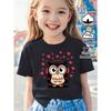 European sizes Cute Owl with Headphones And Hearts Teen Girls Casual Tee - Trendy Soft Breathable T-Shirt for Casual Attire