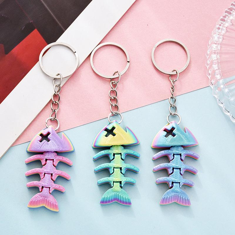 Creative Realistic 3D Printed Gradient Color Shark Keychain Pendant Lightweight Backpack Decoration Accessories Kids Toys Gifts