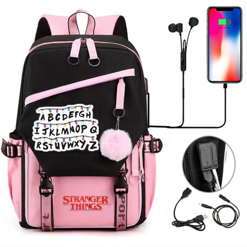 Mochila Grande de Temporada Stranger Things Recargable por USB para Niños