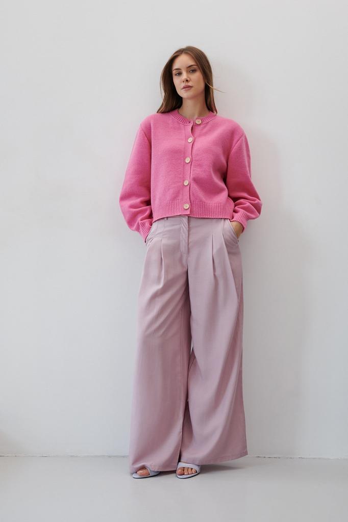 Woolen buttoned cardigan pink /