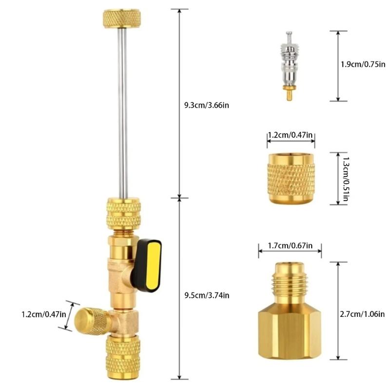 Multifuntional Tool Set Core Removal Tool Valves Core Remover Brass Texture for Repairing Household Cooling Systems