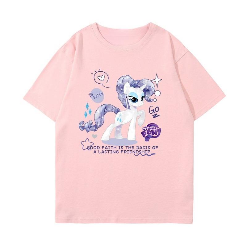 2026 Summer New Style Cotton Childrens Tshirt Cartoon Print Little Pony Bolic Family Casual Breathable ShortSleeved Shirt