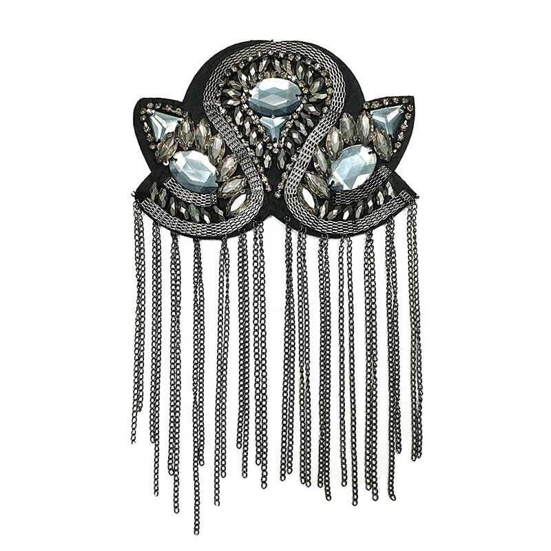 Brooch Pin Bead Long Tassel Chain Electroplating Decor DIY Men Women Bling Epaulette Clothing Shoulder Jewelry