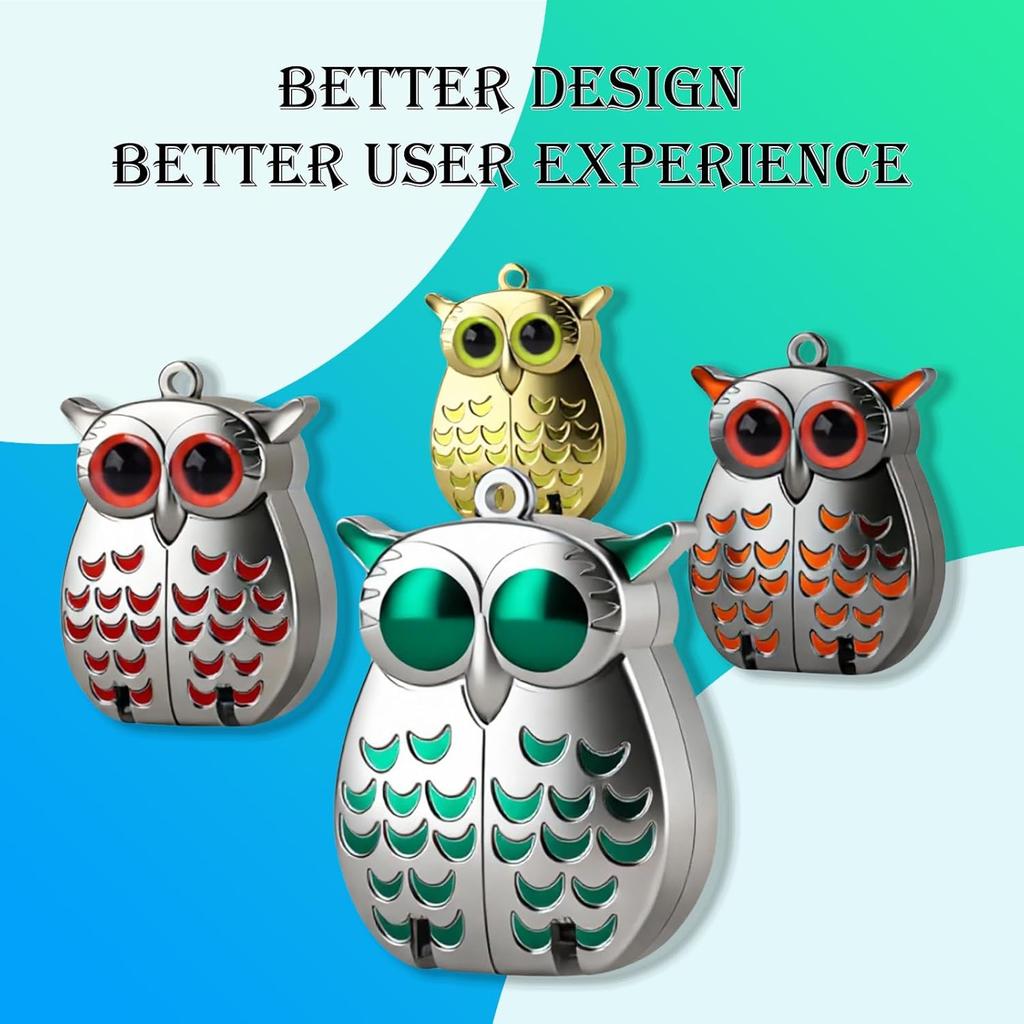 Owl Keychain Nail Clippers, Stainless Steel Foldable Mini Nail Clippers, 2-in-1 Ultra-sharp Foldable Owl Nail Clippers with Nail File