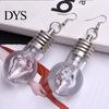 Glow Bulb Earrings 1 Pair Hook Novelty Colorful Lamp Shape Anti-allergy Lightweight Stainless Ear Decoration Jewelry Hanging Club Party Dangle