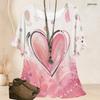 Women Plus Size Batwing Short Sleeve Top Round Neck Golden Heart Cosmic Galaxy Print Loose Casual Tunic Blouse