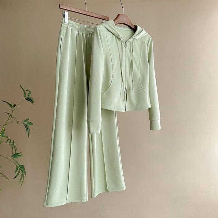 

Autumn/Winter Fashion Sport Set: Age-Defying Hooded Cardigan Sweatshirt with Straight Pants, Two-Piece Trendy Outfit L