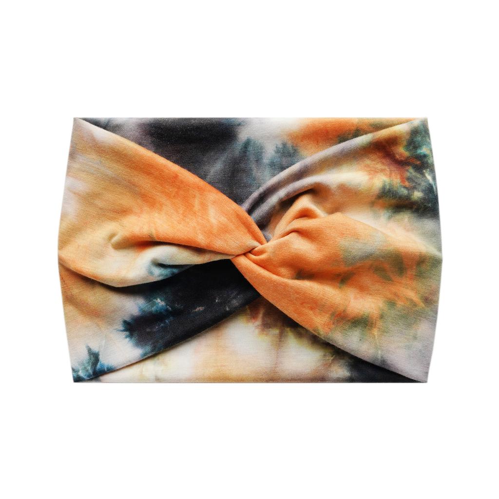 18Cm Print Cross Yoga Sports Headband Knotted Retro Cashew Wide Edge Tie Dye Headband Headscarf