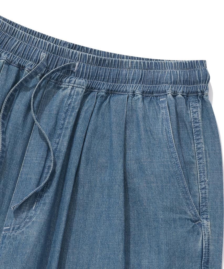 COLUMBIA UNIVERSITY Sl-Label Loose-Fit Denim Pintuck Pants Light Denim