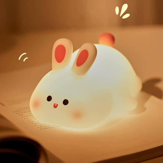 Ztlumitelné noční světlo králíček, noční lampička králíček se senzorem na dotyk, 3 úrovně jasu, dobíjecí stolní lampička králíček pro dětskou a dospělou ložnici