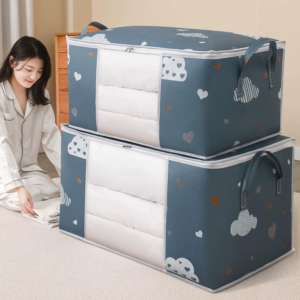 Large Capacity Clothes Quilt Organizer Storage Bag Dustproof Waterproof Wardrobe Closet Clothing Organizer Boxes Mobile Luggage
