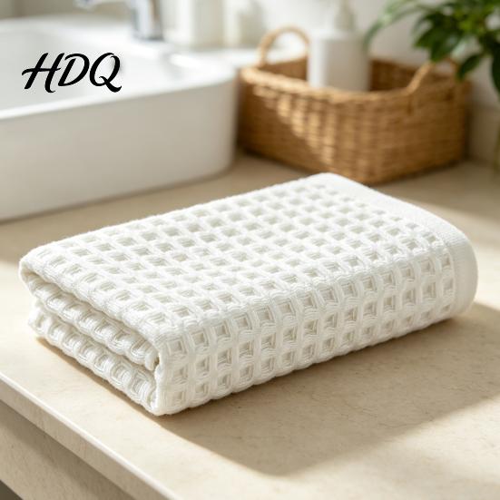 Lightweight Breathable Body Towel Cotton Waffle Towels Quick Dry Bath Soft Natural Guest Absorbent Travel for Bathroom Spa Gym Pool Luxury