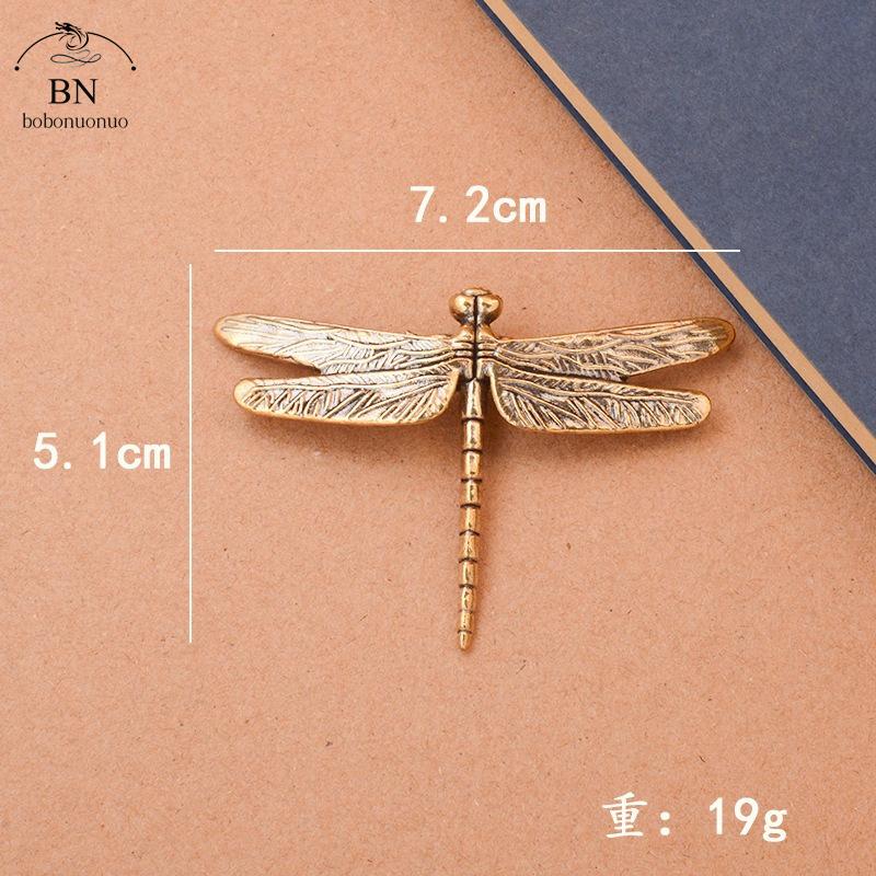 

Китайский стиль Медь Насекомое Чай Домашнее Животное Винтаж Стрекоза Фигурки Миниатюры Настольные Имитации Животных Украшения Украшения Для Дома