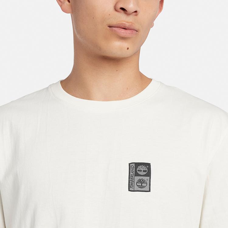 Timberland Casual Breathable Reflective T-Shirt Unisex Tops Vintage-White A2R85-CM9