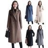 Kadın Ceket Yakası Aşağı Cepler Düz Renk Çift Düğmeli Bol Kesim Palto Termal Uzun Kollu Seyahat Arkadaşlık İlkbahar Sonbahar Kış Mont