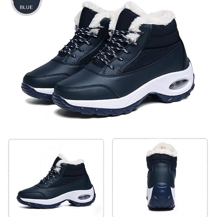 Damesko Vinter Pluss Luftpute Snøstøvler Fritid Semsket Snøring Varm Mellomhøy Bomullssko Stor Ensfarget