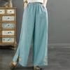 Women Pants Cotton Summer Elastic Waist Loose Casual Embroidery Solid Color Comfortable Soft Pants