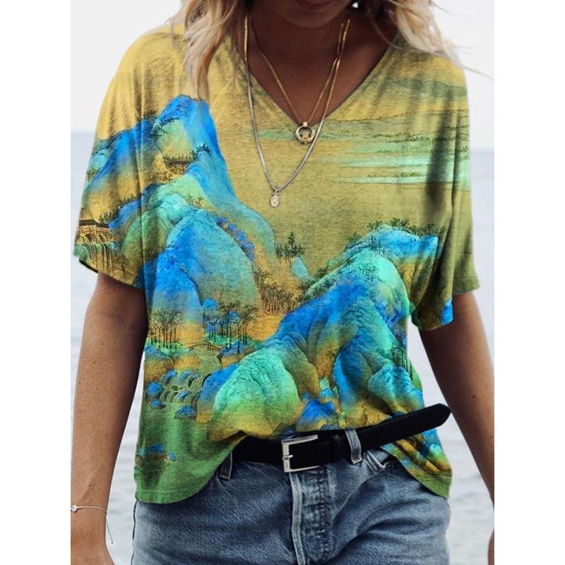 Women's 3D Printed Short Sleeved T-shirt for Summer New Women's T-shirt