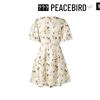 PEACEBIRD Women's V-Neck Floral Mini Dress with Puff Sleeves