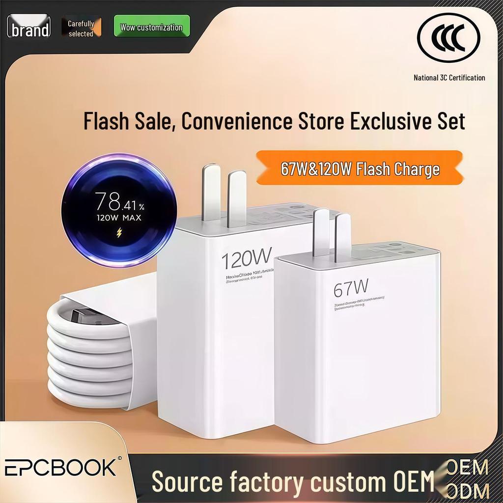 67W Fast Charging Charger Set for Xiaomi Redmi Phones with Gold Label and Charging Cable