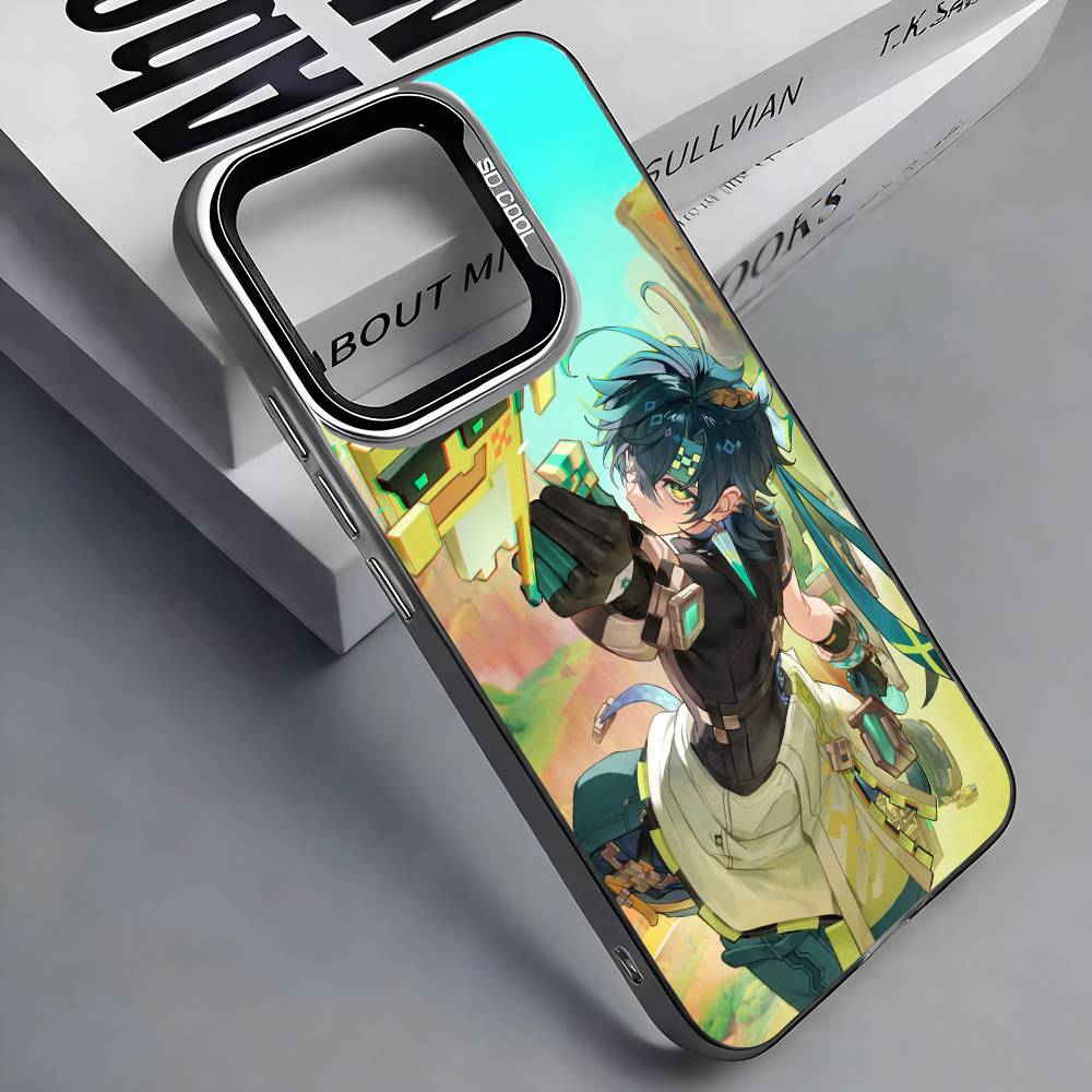 K-Kinich G-Genshin I-Impact Colorful Silver Back Phone Case For IPhone 17 16 15 14 13 12 11 Plus Pro Max Plus iPhone12PRO