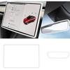 2Pcs Silicone Protector Frames Of Screen And Rear View Mirror For Tesla Model 3 2017- And Model Y -Feb.2025. (White)