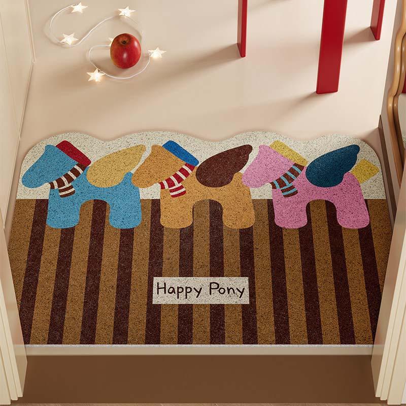 Year Of The Horse Entry Door Floor Mat Can Be Cut Silk Circle Red Festive And Dirt-Resistant Door Floor Mat Entry Door Mat