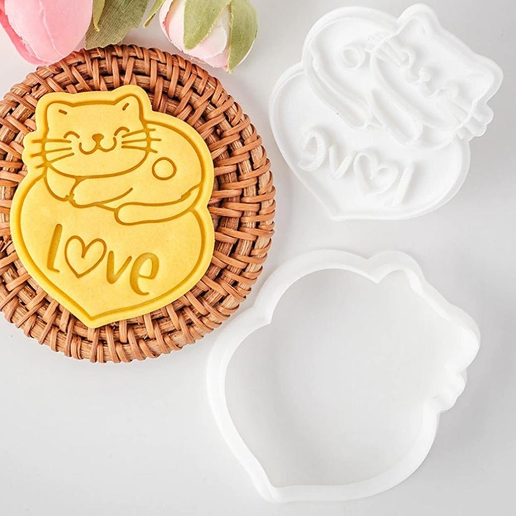 Cat Baking Mold Biscuits Cutter Stamp Cook Tool Easy Demolding Cute Mould For Baking Wedding Party Valentine Festival